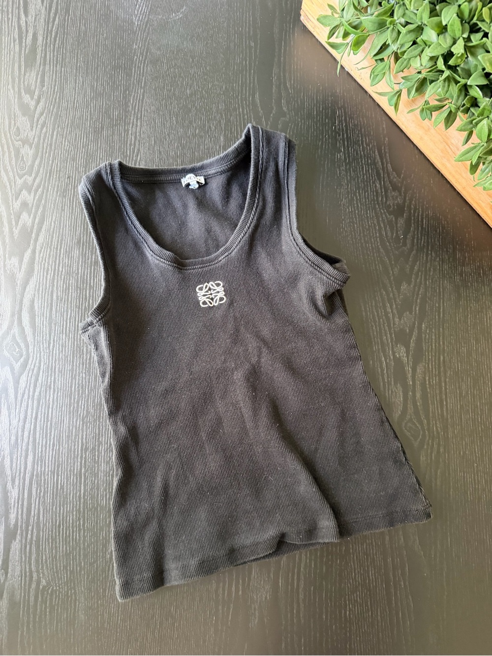 Loewe Black Ribbed Tank with White Anagram Logo